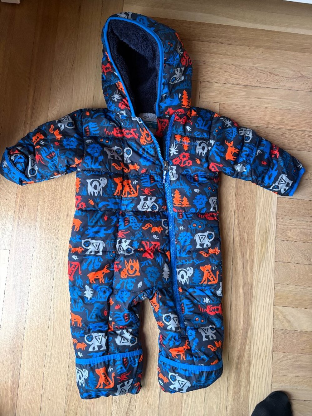 Columbia Baby Hooded Puffer Snowsuit Bunting Blue Animal Print